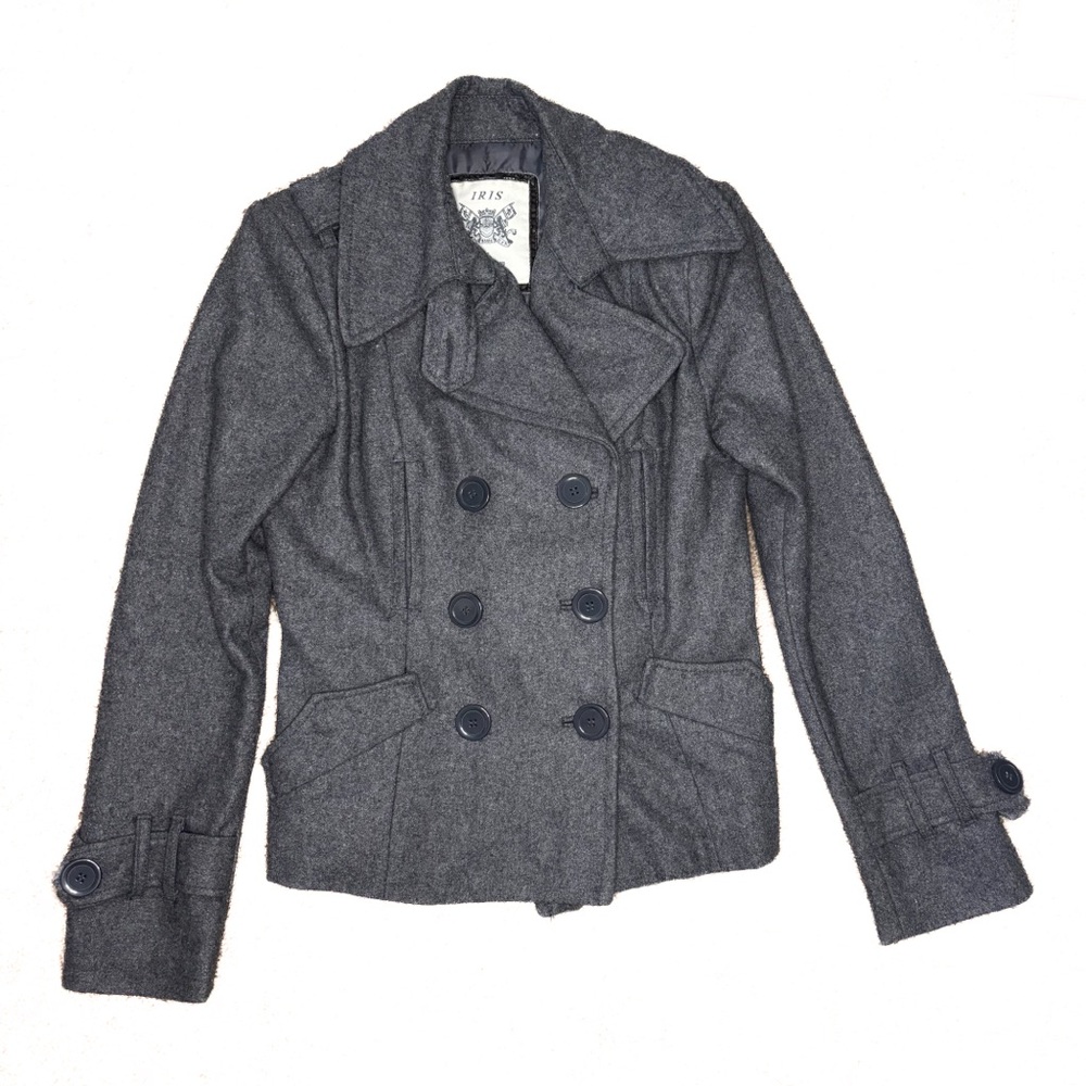 Iris Charcoal Double-Breasted Peacoat